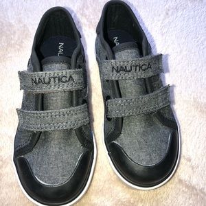 Boys Nautica Black and Dark Gray dressy sneakers 9